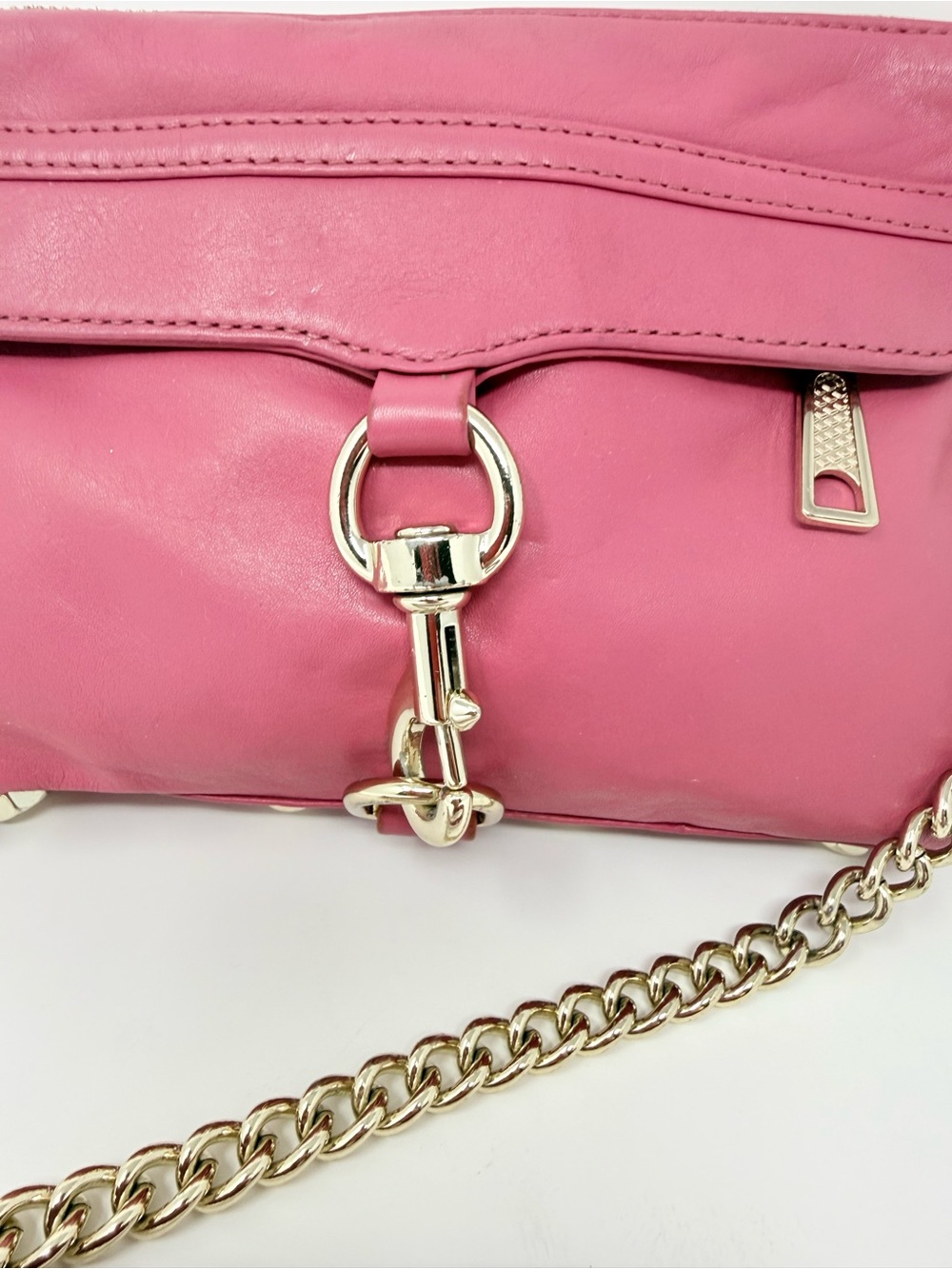 Rebecca Minkoff Mini M.A.C. crossbody bag in a berry or raspberry color - Picture 3 of 12